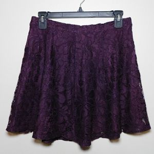 Wine purple lace skater skirt